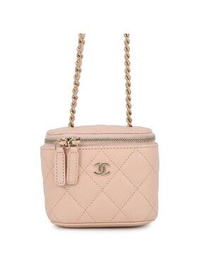 Chanel Chain Shoulder Bag Quilted CC Logo Classic Mini Vanity Case Caviar
